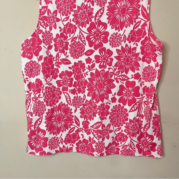 TALBOTS Tee in Pink Floral Print Sleeveless Boatneck, XL - Picture 6 of 8